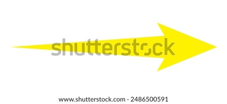 Straight long arrow, right thin line, horizontal element, thick pointer vector long arrow icon isolated on white background. Simple illustration. Yellow long arrow icon.
