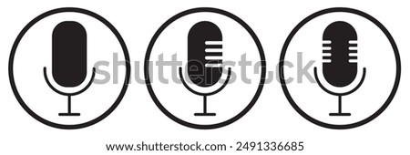 Microphone Icons set. Mic sign. Karaoke microphone icon. Broadcast mic sign.