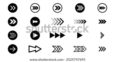 Swipe or slide right side icon. Swipe to right arrow vector symbol. Drag right. Scroll screen to right side icon set isolated on white background.