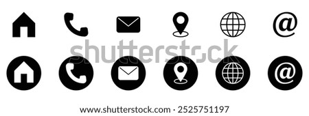 Set of web icon o white background. Website icon for contact icons. Web icons. Contact Icon collection.