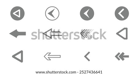 Left directional solid gray swipe arrow symbol. Vector illustration of arrow icons set. arrows on white background. EPS 10