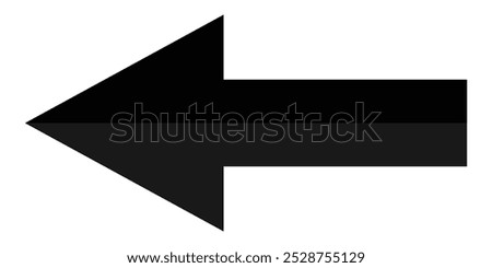 Black 3D long arrow vector illustration. Long arrow icon vector, silhouette. Black long 3D Arrow vector. Arrow pointing. Trendy long arrows right to left in flat style.