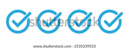 Blue verified badge icon vector illustration isolated on white background.