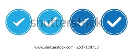 Verified badge icon tick symbol vector approved check mark icon. Blue checkmark icons Certificate badge Quality certify icon. Vector illustration. EPS 10.