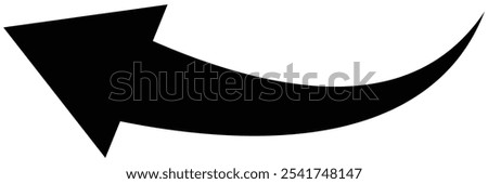 Black curved graph with arrow icon. Arrow illustration pointing up. Counterclockwise direction pointer. single arrow, sign left down isolated on white background. Vector illustration.