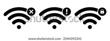 Editable vector no wifi access signal icon. Black, line style, transparent white background. Part of a big icon set family. Perfect for web and app interfaces, presentations, infographics.