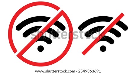 Disconnect wifi icon set. No wifi connection icon on isolated background eps 10. vector illustration.