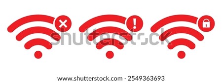 Disconnect wifi icon set. No wifi connection icon on isolated background eps 10. vector illustration.