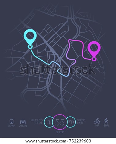 Dashboard theme creative infographic of city map navigation. Vector illustration