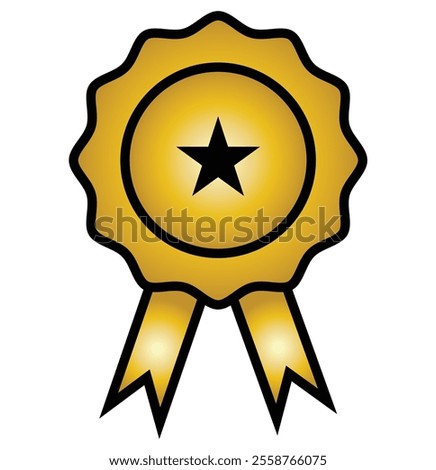 Medal icon set. Line and flat award medal. Simple illustration of golden award medal with ribbons for winners. Seal ribbon flat icon vector. Reward flat icon. Design eps 10. 