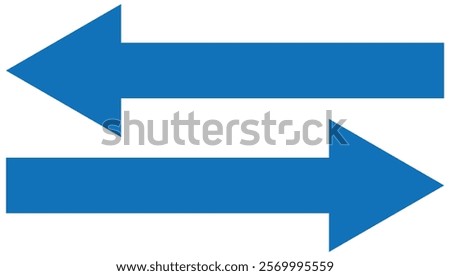 Blue Left and right arrow, pointer, cursor in opposite direction. Intersection, navigation, Blue  Double arrow icon set. Two way arrow. two side arrows icon vector. Design Eps 10.