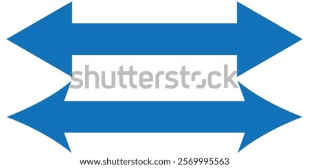 Blue Left and right arrow, pointer, cursor in opposite direction. Intersection, navigation, Blue  Double arrow icon set. Two way arrow. two side arrows icon vector. Design Eps 10.