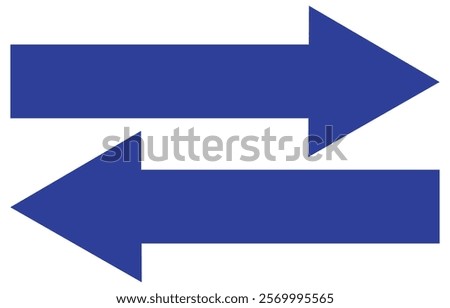 Blue Left and right arrow, pointer, cursor in opposite direction. Intersection, navigation, Blue  Double arrow icon set. Two way arrow. two side arrows icon vector. Design Eps 10.