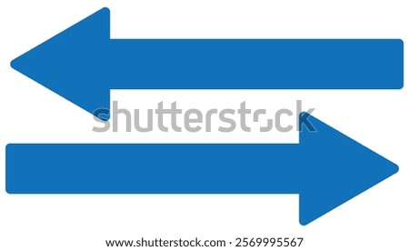 Blue Left and right arrow, pointer, cursor in opposite direction. Intersection, navigation, Blue  Double arrow icon set. Two way arrow. two side arrows icon vector. Design Eps 10.