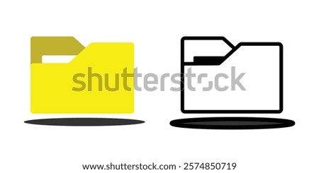 File folder vector icons. File folder in flat style. File catalog, document search, folder synchronization, local network vector illustrations. Outline minimal signs for web site.  Editable Strokes. 