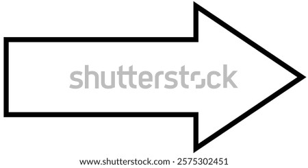 Black long arrow pointing to the right. Black outline long arrow vector. Flat style Arrow symbol. Blue long arrow icon vector illustration. Design eps 10