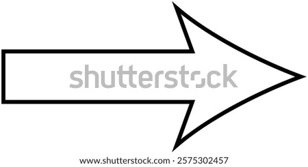 Black long arrow pointing to the right. Black outline long arrow vector. Flat style Arrow symbol. Blue long arrow icon vector illustration. Design eps 10