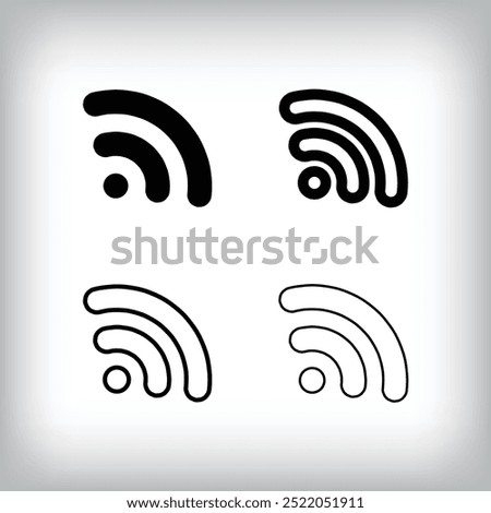 Simple wifi sign icon set. 4 Different thicknesses and connecting connection designs. Communication and global icon.