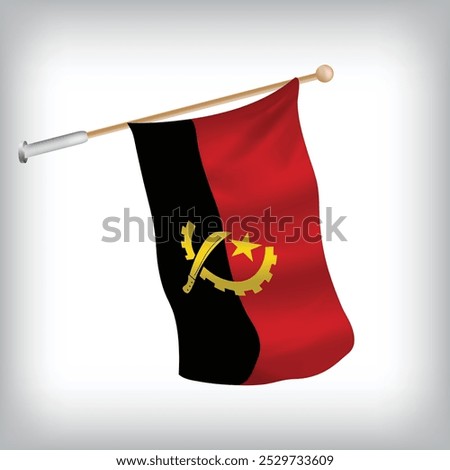 Vector realistic illustration of Angola flags waving on the wall. The set is in the collection