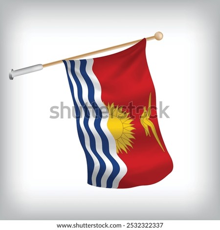 Realistic illustration of Kiribati flags waving on the wall. The set is in the collection