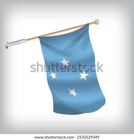 Realistic illustration of Micronesia flags waving on the wall. The set is in the flag collection