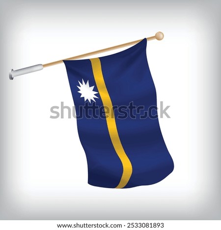 Realistic illustration of Nauru flags waving on the wall. The set is in the flag collection	