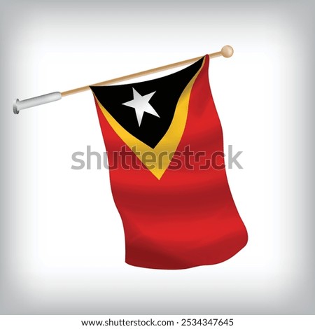 Realistic illustration of Timor Leste flags waving on the wall. The set is in the flag collection