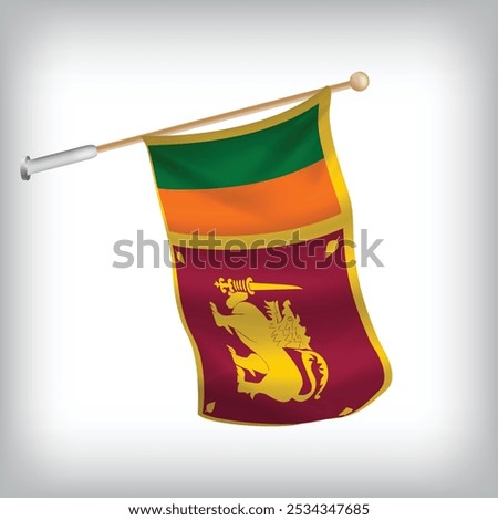 Realistic illustration of Sri Lanka flags waving on the wall. The set is in the flag collection