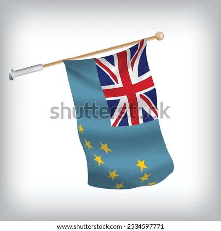 Realistic illustration of Tuvalu flags waving on the wall. The set is in the flag collection	