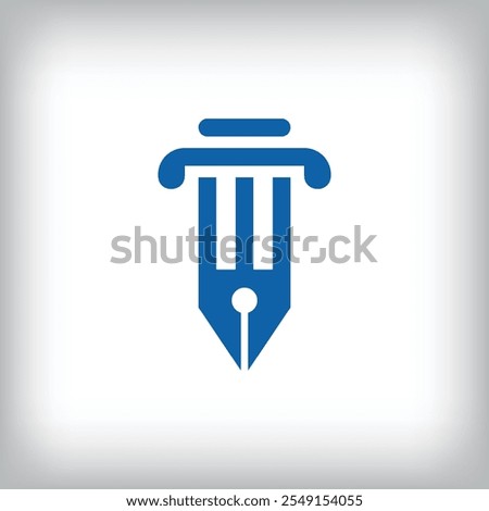 Vector abstract pen nib logo with column. Can be used as application icon and company corporate identity.