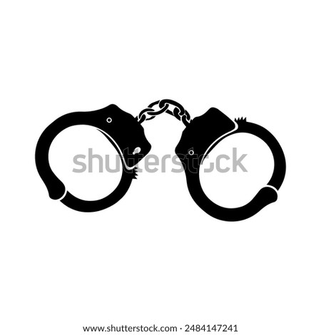 Silhouette of Handcuffs with Chain Link. Vector icon.