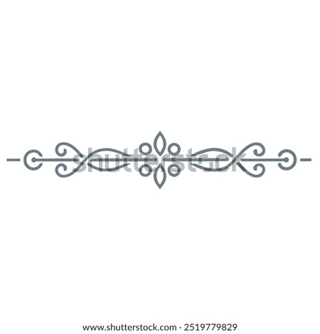 Decorative Divider Line Symmetric Ornamental Border Floral Motif Abstract Flourish Filigree Elements