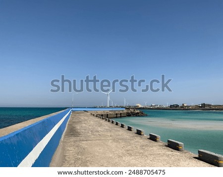 Similar – Image, Stock Photo View on several windmills, wind generators, turbines, producing renewable clean energy by converting kinetic energy