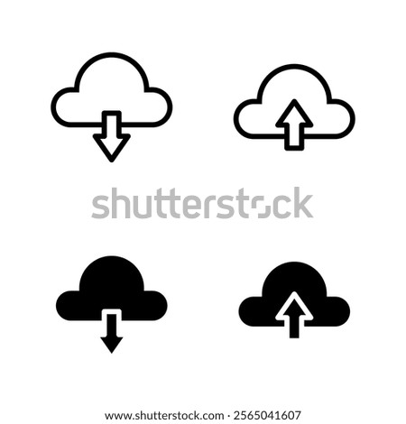 Cloud download and upload icon. Upload download cloud arrow. Line style. Download cloud computing outline and filled vector sign. Download symbol. icon . vector illustration, pictogram isolated 