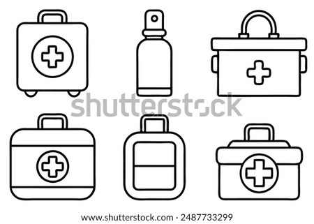 Medical kit line art outline for web graphics