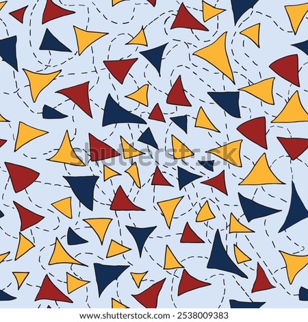 Vector blue yellow and red boat sails samless pattern