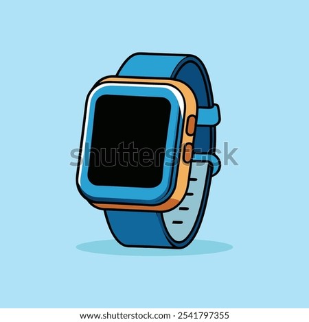 sport fun smart watch store logo cartoon illustration.