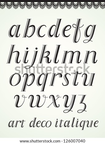 Art Deco Alphabet, Italic Small Caps Stock Vector Illustration ...