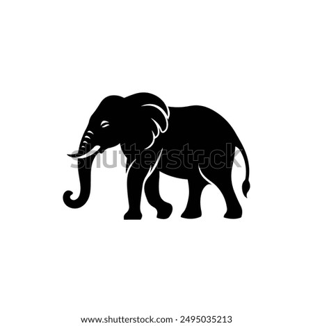 Majestic Trunk Elephant Vector Silhouette