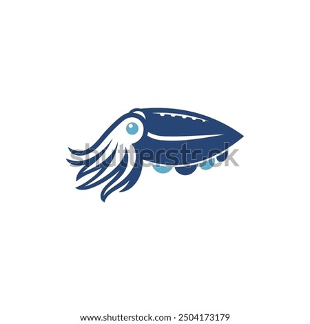 Elegant Cuttlefish Vector Logo Silhouette