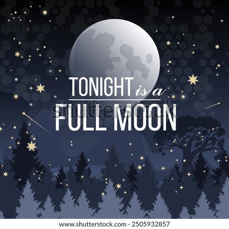 Vector illustration of a full Moon. Moon with a night sky in the background.