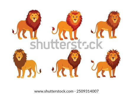 Majestic African Lion Vector Illustration - Cartoon, Clipart, and Line Art Design