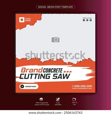 Social media vector template for cutting saw