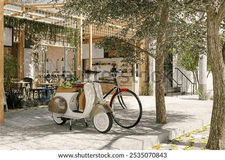 Foto Bild Fahrrad vor modernem Gebäude geparkt