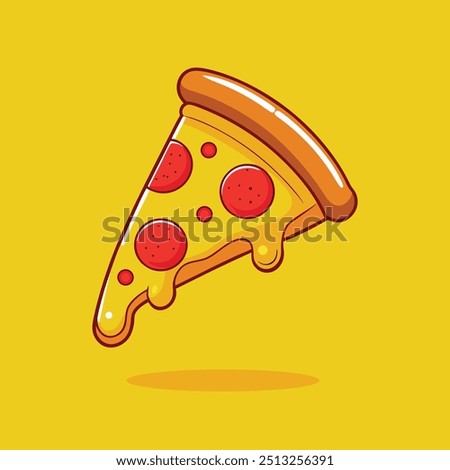 Pizza Slice Melted Cartoon Vector Icon Illustration. Isolated Flat Cartoon Style