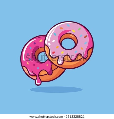 Donuts Vector Icon Illustration. Strawberry Donuts, Food Icon Concept White Isolated.