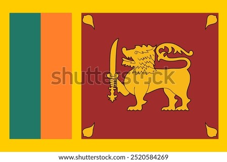 Sri Lanka National Flag - Official vector illustration of the Sri Lanka national flag. Ideal for projects celebrating Sri Lankan culture, heritage, and national pride