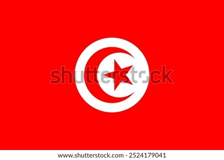 Tunisia Official Flag - High-quality vector illustration of the official flag of Tunisia, featuring the iconic white crescent and star on a red background. Perfect for patriotic and cultural designs