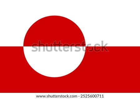 Greenland Flag Vector Illustration - High-quality vector illustration of the official Greenland flag, featuring white and red stripes with a counterchanged disk. Ideal for design projects