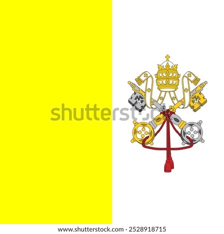 Vector image of Vatican City's official flag. Featuring the papal insignia with keys and tiara in vivid yellow and white, symbolizing the Holy See. Perfect for religious, historical, and content